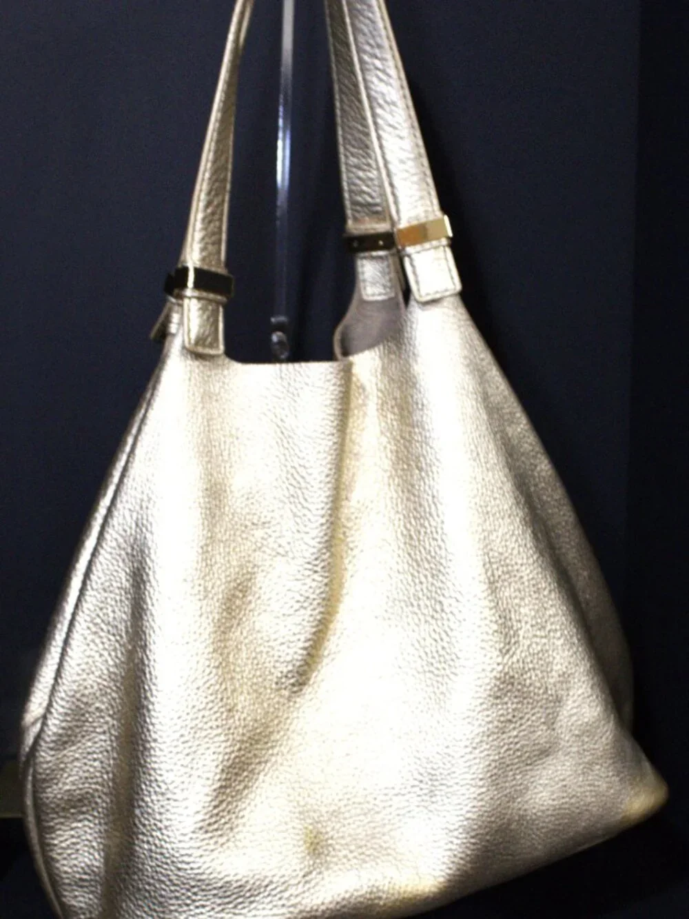 Michael Kors, Gold Leather, Tan Suede, Slouchy Hobo Bag with Gold Hardware